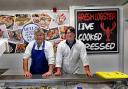 Philip Bell with his father, Tony, at their business, Bells Fishmongers