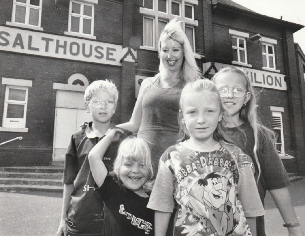 WINNER: Cheryl Cutcliffe celebrates her £4,000 bingo win in 1997 with her children (from left) Adam, Sophie, Rebecca and Laura