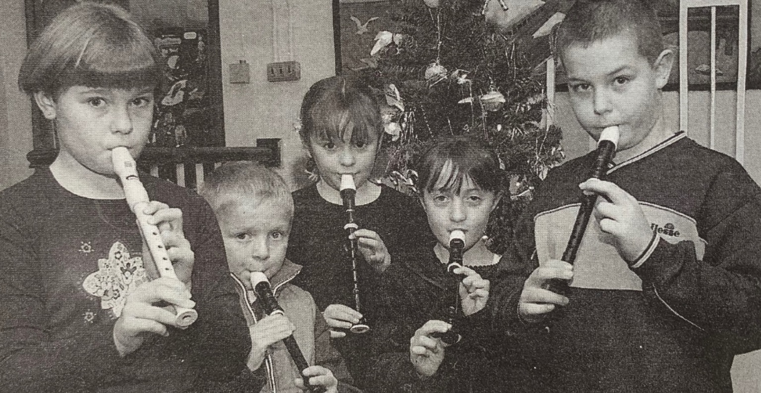 MUSIC: A recorder recital in 2000 from South Walney Junior School pupils (from left) Amy, Kris, Sammi, Kimberley and Michael