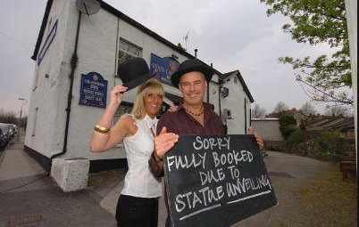 HATS OFF: Paul and Trudy pictured in 2009 during the unveiling of a statue for comedy legend Stan Laurel