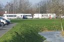 ENCAMPMENT: Traveller caravans beside Allerdale House in Workington this week