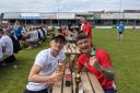 COME ON ENGLAND: Fans at the Barrow Raiders beer garden