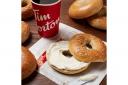 Tim Hortons bagel and coffee.