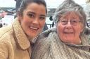 Homecare assistant Rachel Hayton and a client enjoying a day out, which included a visit to a local cafe