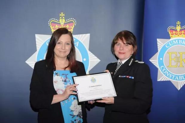 AWARD: Detective Constable Kerry Gibson and Chief Constable of Cumbria Constabulary Michelle Skeer.