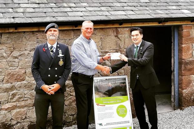 (L-R) Jason Rushworth – Chairman of the Seascale and Sellafield branch of the Royal British Legion, Tom Dalziel the Muncaster Community Shed project manager and James Dickaty from the Order of St. Joachim