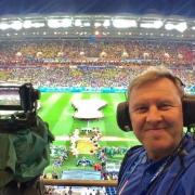 HAPPY: Filming in Rostov, Russia for the World Cup in 2018