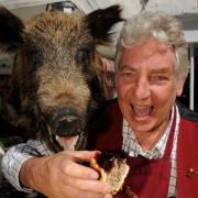 SMILES: Peter Gott of Sillfield Farm Food with his wild boar cherry pie at Taste Cumbria Food Festival in Ulverston