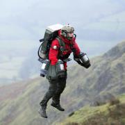 FLYING: A jet suit paramedic in action