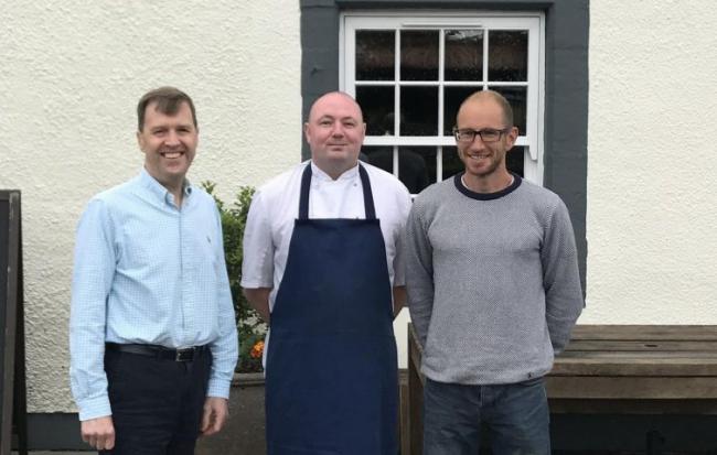 Chris Curry, general manager of the George and Dragon with Head Chef Gareth Webster and owner Charles Lowther